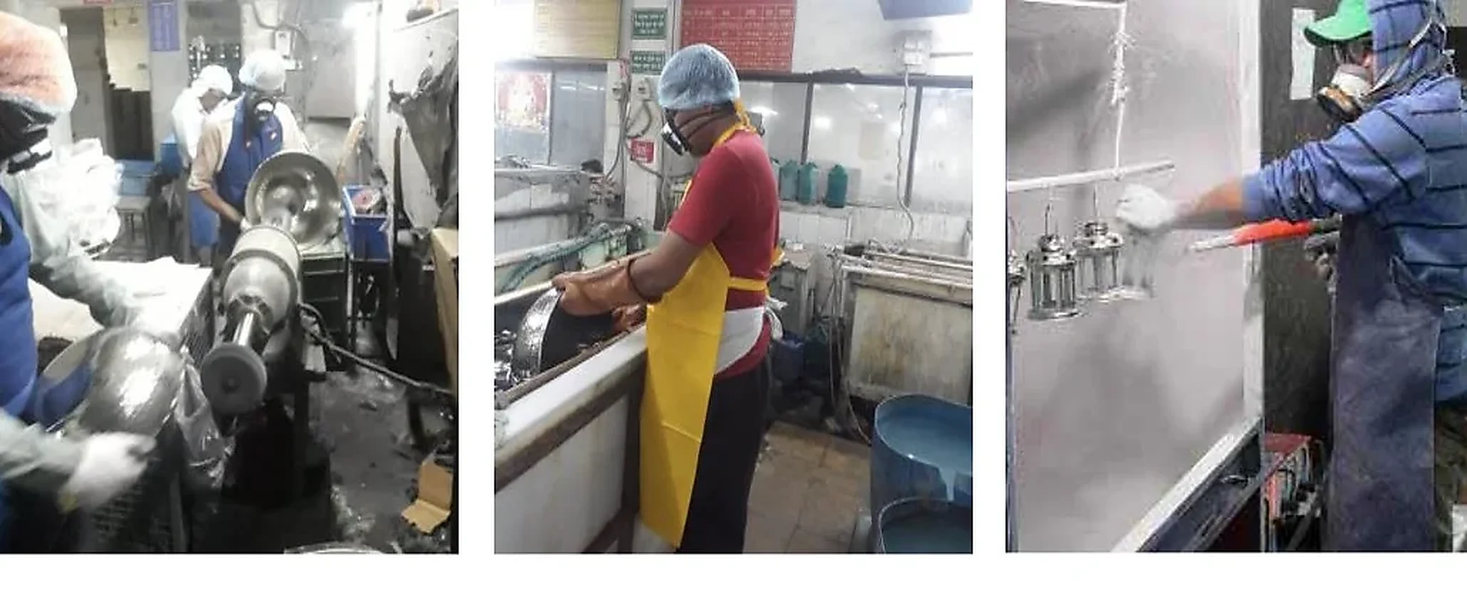 Handikraft workers carrying out metalware finishing operations